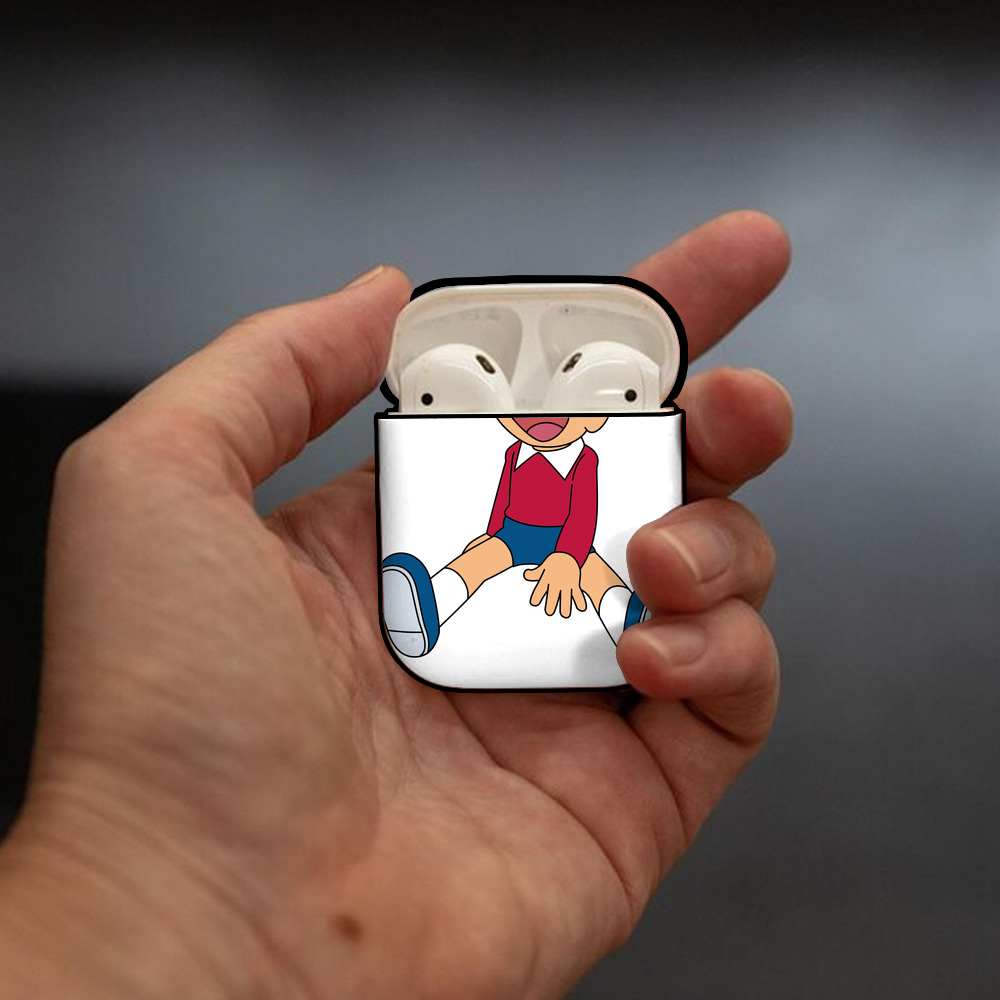 ドラえもん 野比 のび太 Doraemon Nobita Nobi AirPods 第2世代保護ケース ハードシェル ブラック 耐衝撃・防指紋・カラビナ付き