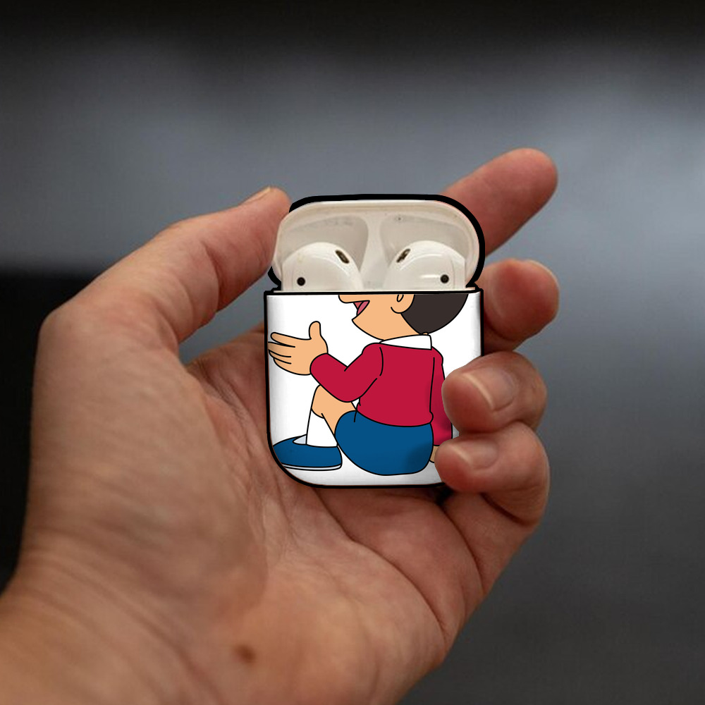 ドラえもん 野比 のび太 Doraemon Nobita Nobi AirPods 第2世代保護ケース ハードシェル ブラック 耐衝撃・防指紋・カラビナ付き