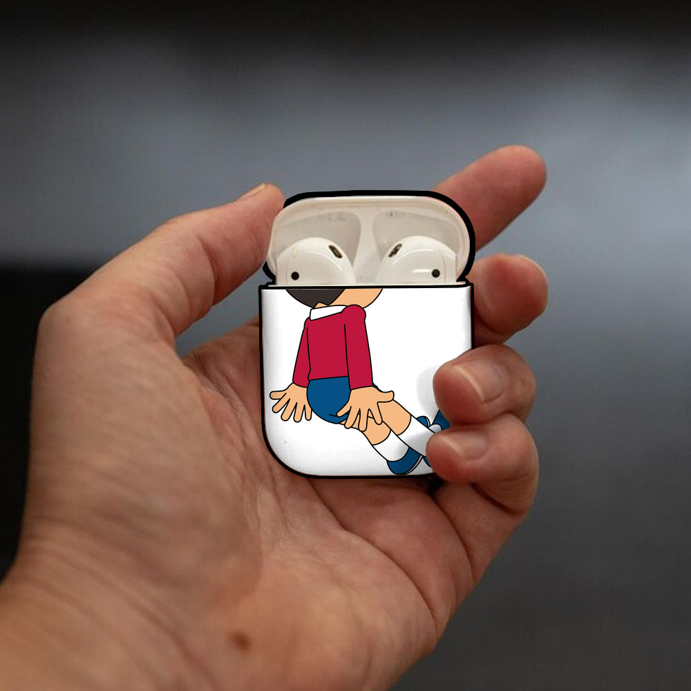 ドラえもん 野比 のび太 Doraemon Nobita Nobi AirPods 第2世代保護ケース ハードシェル ブラック 耐衝撃・防指紋・カラビナ付き