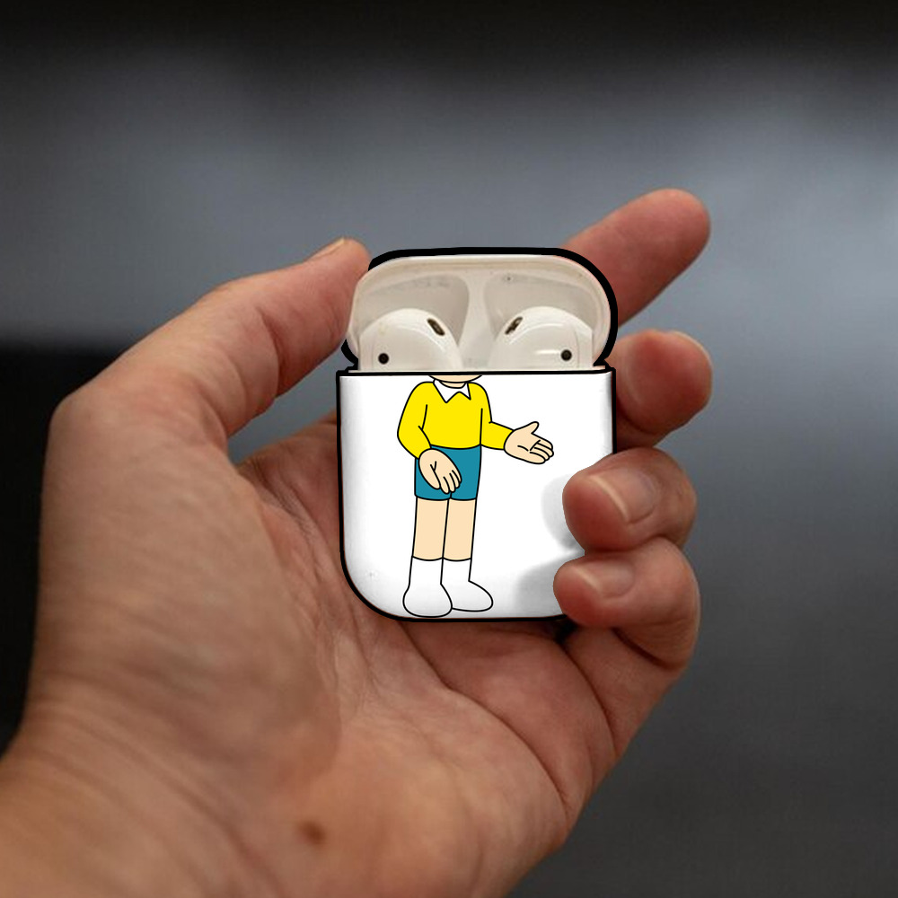 ドラえもん 野比 のび太 Doraemon Nobita Nobi AirPods 第2世代保護ケース ハードシェル ブラック 耐衝撃・防指紋・カラビナ付き