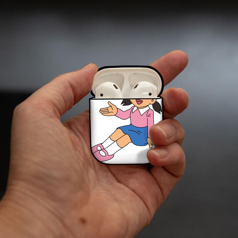 ドラえもん みなもと しずか Doraemon Shizuka Minamoto AirPods 第2世代保護ケース ハードシェル ブラック 耐衝撃・防指紋・カラビナ付き